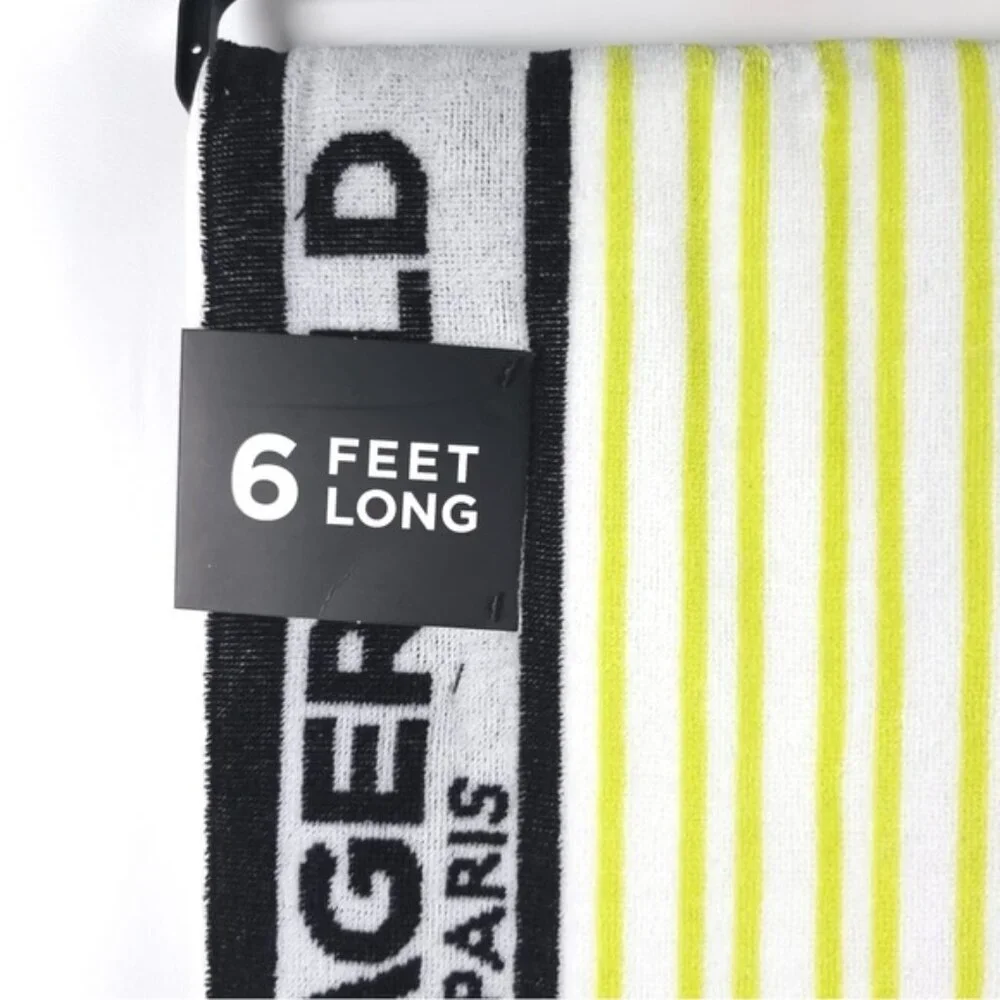 NWT KARL‎ LAGERFELD LOGO TUNIC Beach Towel 36 in X 72 in 6 FEET LONG 100% Cotton